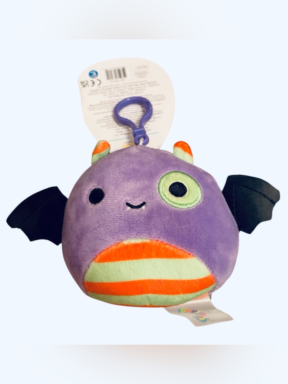Blaze the Bat Squishmallow Purple Plush Key Clip Monster NWT